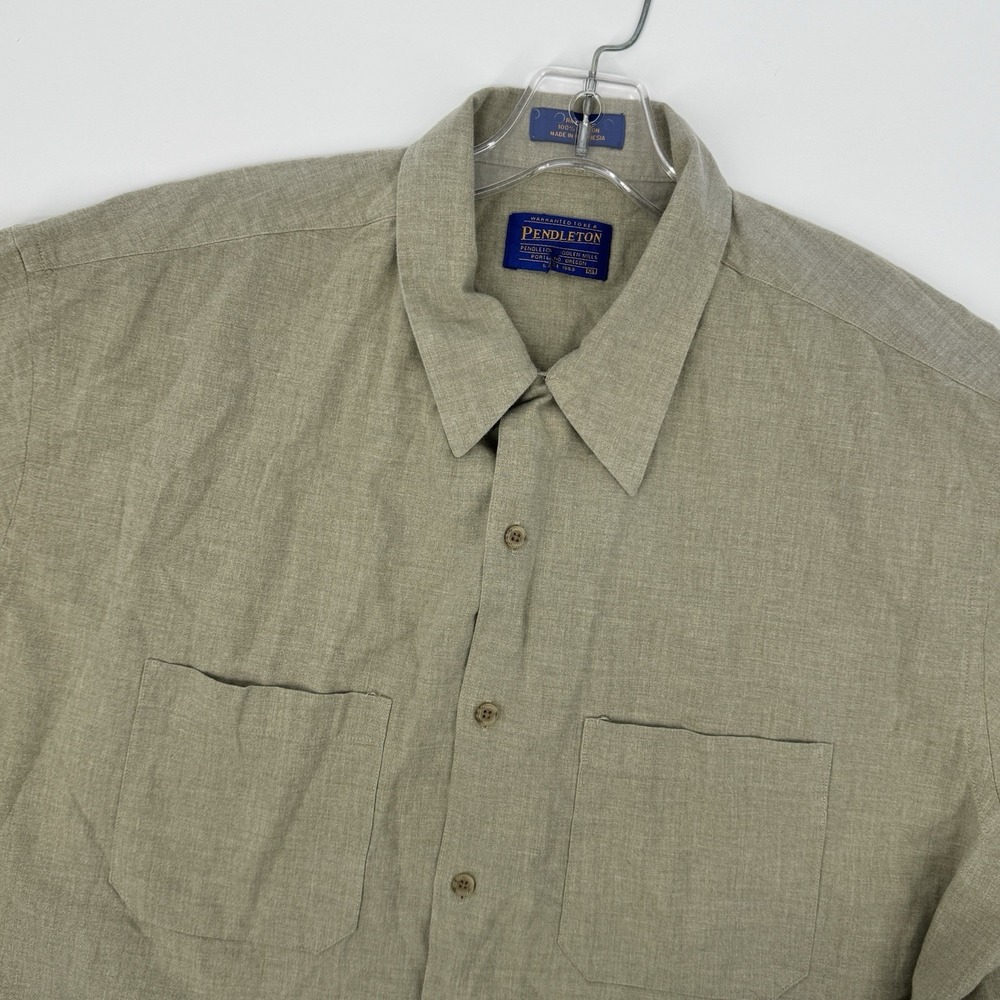 Pendleton Men's XL Coastal Minimalist Cotton Camp Shirt Sage Green Short Sleeve